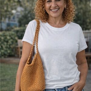 Stylish Tan Beaded Women's Bag